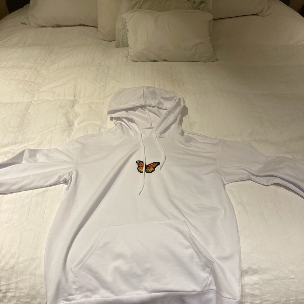 White hoodie with butterfly